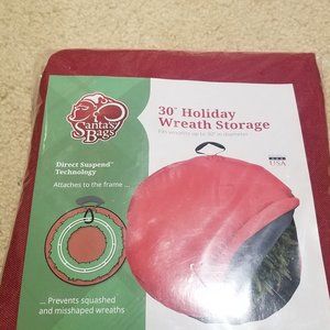 NEW SANTA'S BAGS 30" HOLIDAY CHRISTMAS WREATH STORAGE BAG ORGANIZER SUSPENDED